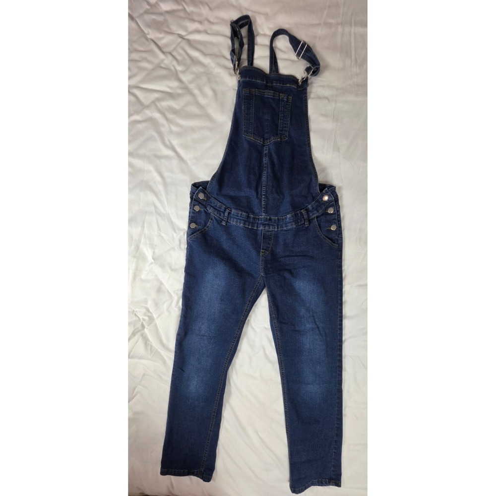 Maacie Maternity Overalls XL Blue Jean Bib Pregnancy Skinny Stretch Adjustable